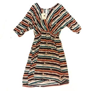 Pink Owl Striped Vneck Dress